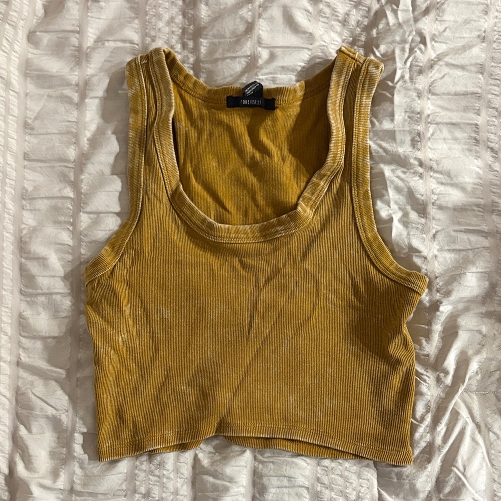 Free People Mustard Ribbed Crop Top